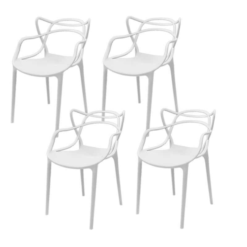 Contemporary Style Armless Chair Plastic Open Back Side Chair for Dining Room