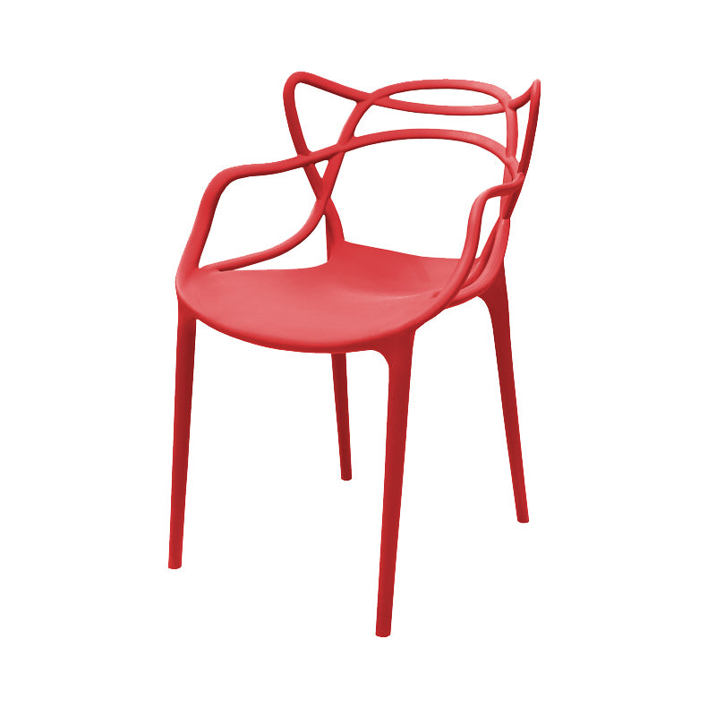 Contemporary Style Armless Chair Plastic Open Back Side Chair for Dining Room