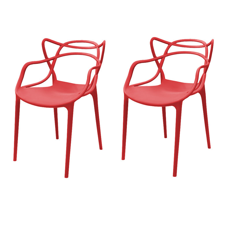 Contemporary Style Armless Chair Plastic Open Back Side Chair for Dining Room