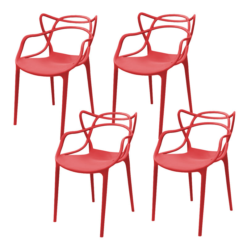 Contemporary Style Armless Chair Plastic Open Back Side Chair for Dining Room