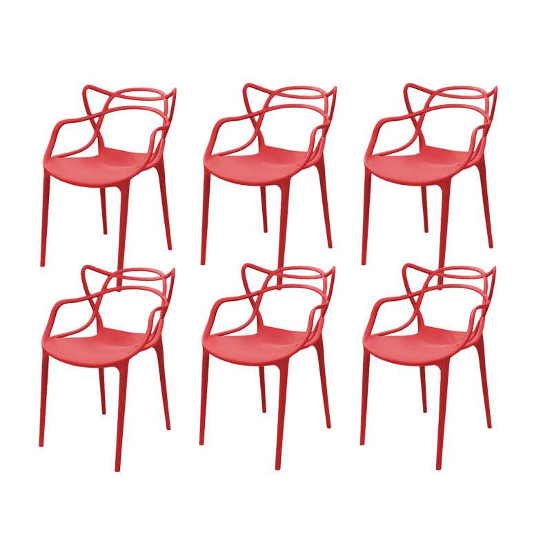 Contemporary Style Armless Chair Plastic Open Back Side Chair for Dining Room