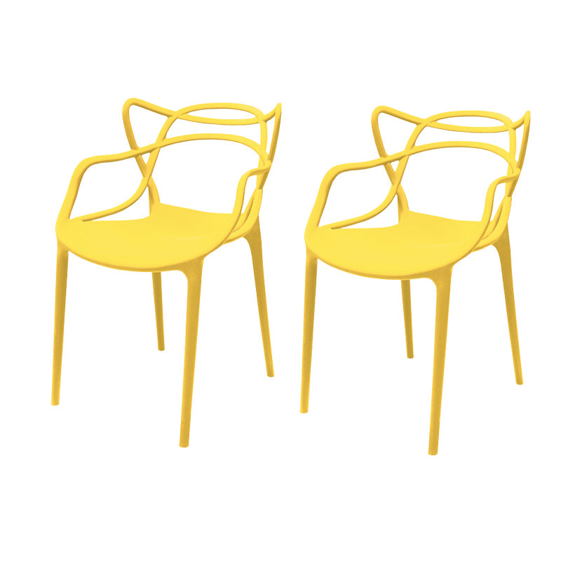 Contemporary Style Armless Chair Plastic Open Back Side Chair for Dining Room