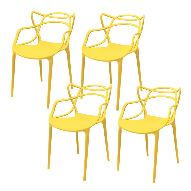 Contemporary Style Armless Chair Plastic Open Back Side Chair for Dining Room