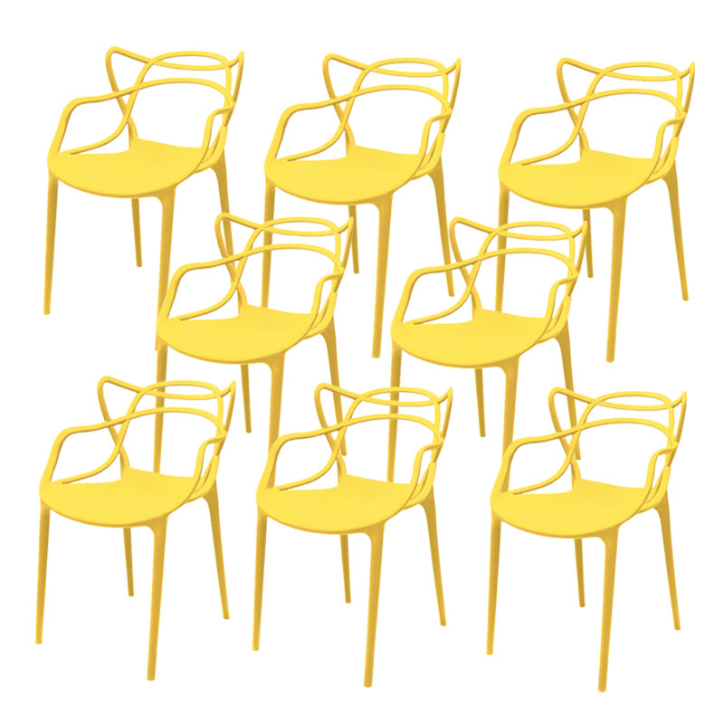 Contemporary Style Armless Chair Plastic Open Back Side Chair for Dining Room