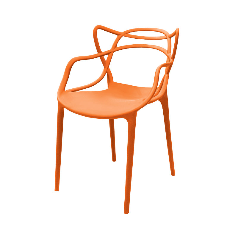 Contemporary Style Armless Chair Plastic Open Back Side Chair for Dining Room
