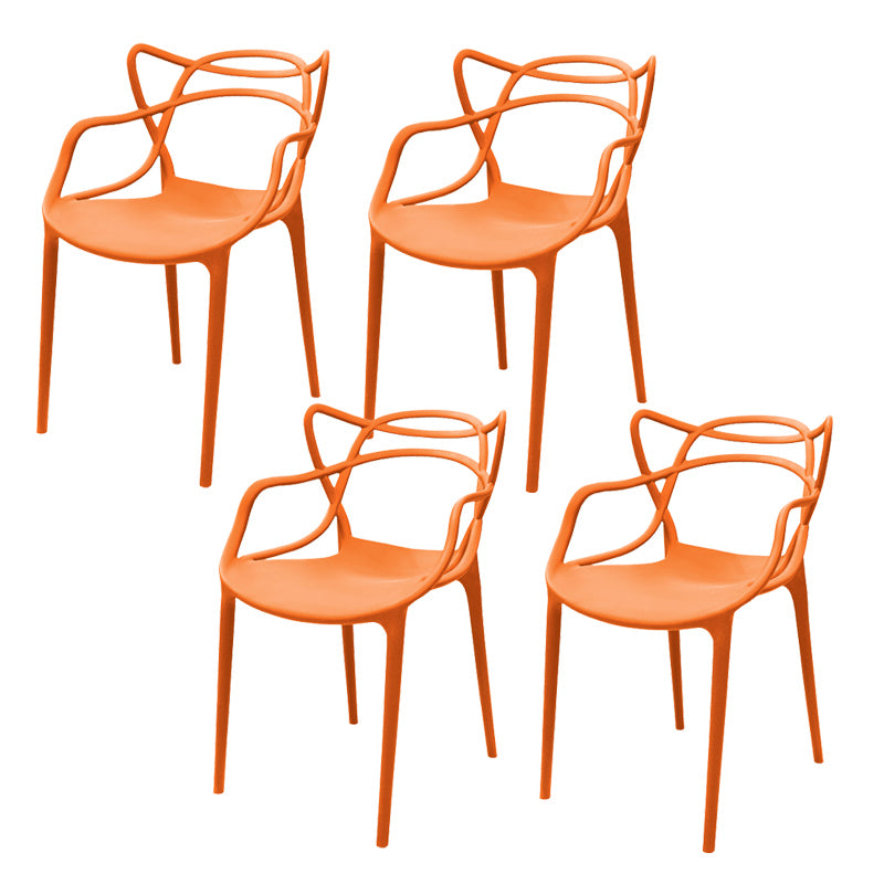 Contemporary Style Armless Chair Plastic Open Back Side Chair for Dining Room