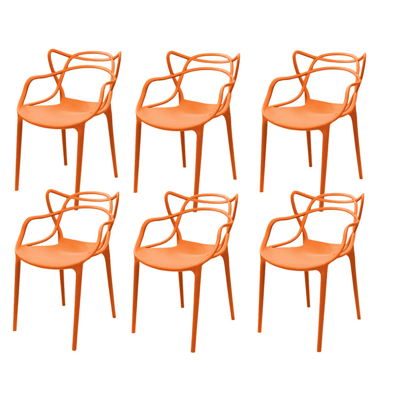 Contemporary Style Armless Chair Plastic Open Back Side Chair for Dining Room