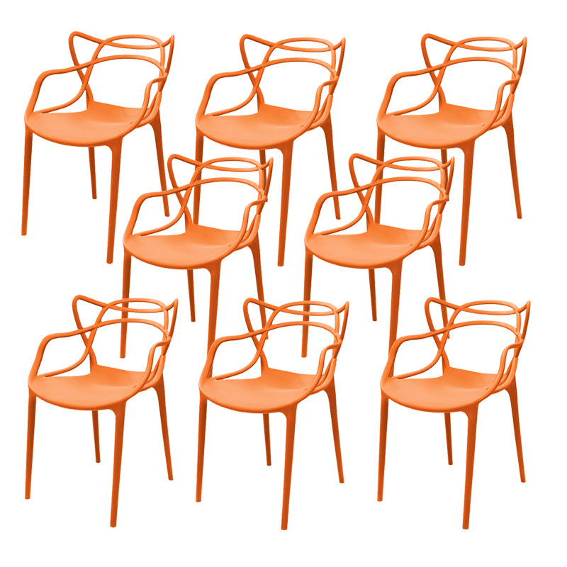 Contemporary Style Armless Chair Plastic Open Back Side Chair for Dining Room