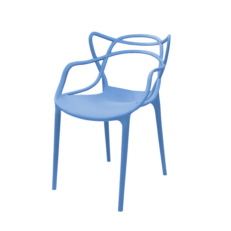 Contemporary Style Armless Chair Plastic Open Back Side Chair for Dining Room
