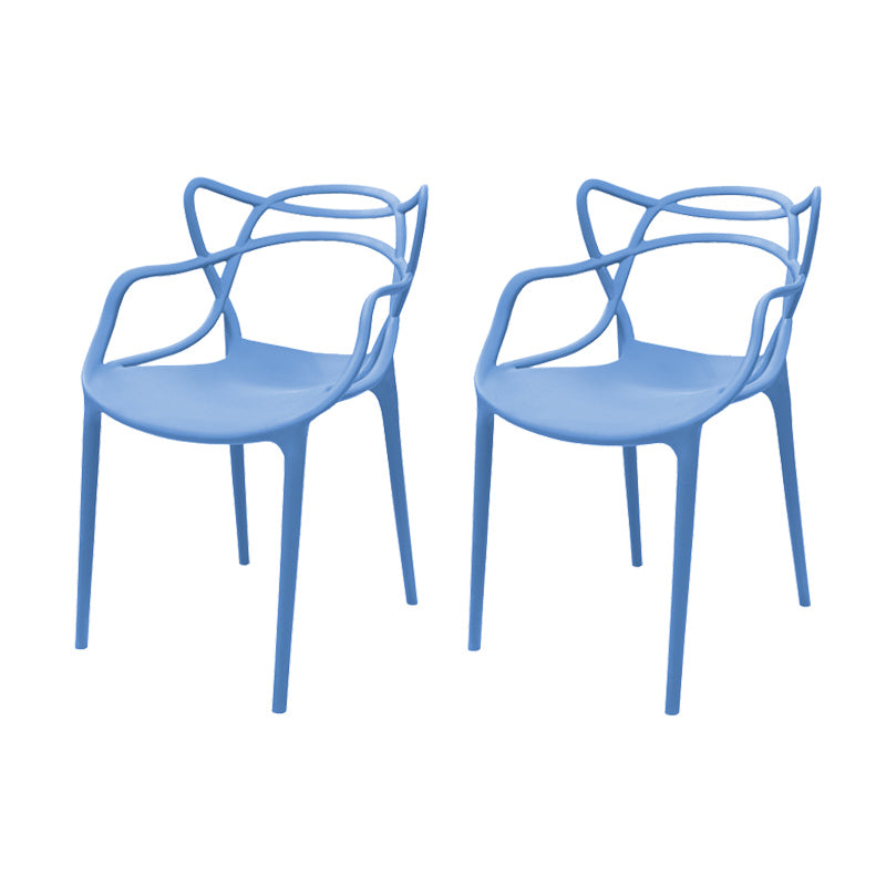 Contemporary Style Armless Chair Plastic Open Back Side Chair for Dining Room