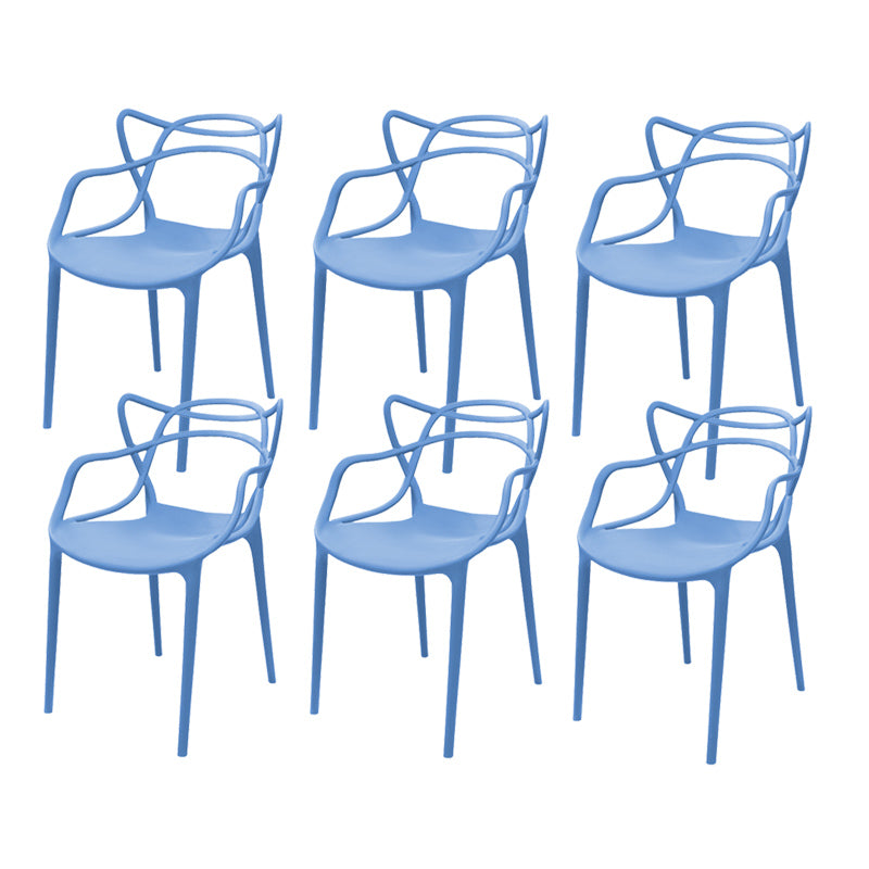 Contemporary Style Armless Chair Plastic Open Back Side Chair for Dining Room