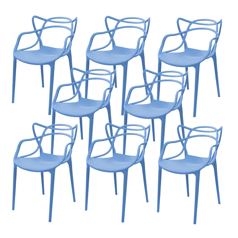 Contemporary Style Armless Chair Plastic Open Back Side Chair for Dining Room