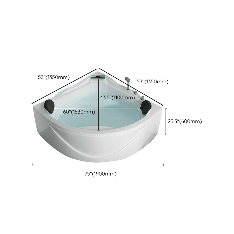 Bathroom Corner Bath Tub Acrylic Modern Bathtub with Drain and Overflow Trim