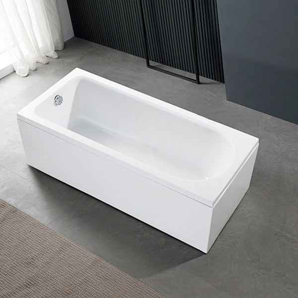 Modern Acrylic Home Bathtub Freestanding Rectangular Tub in White