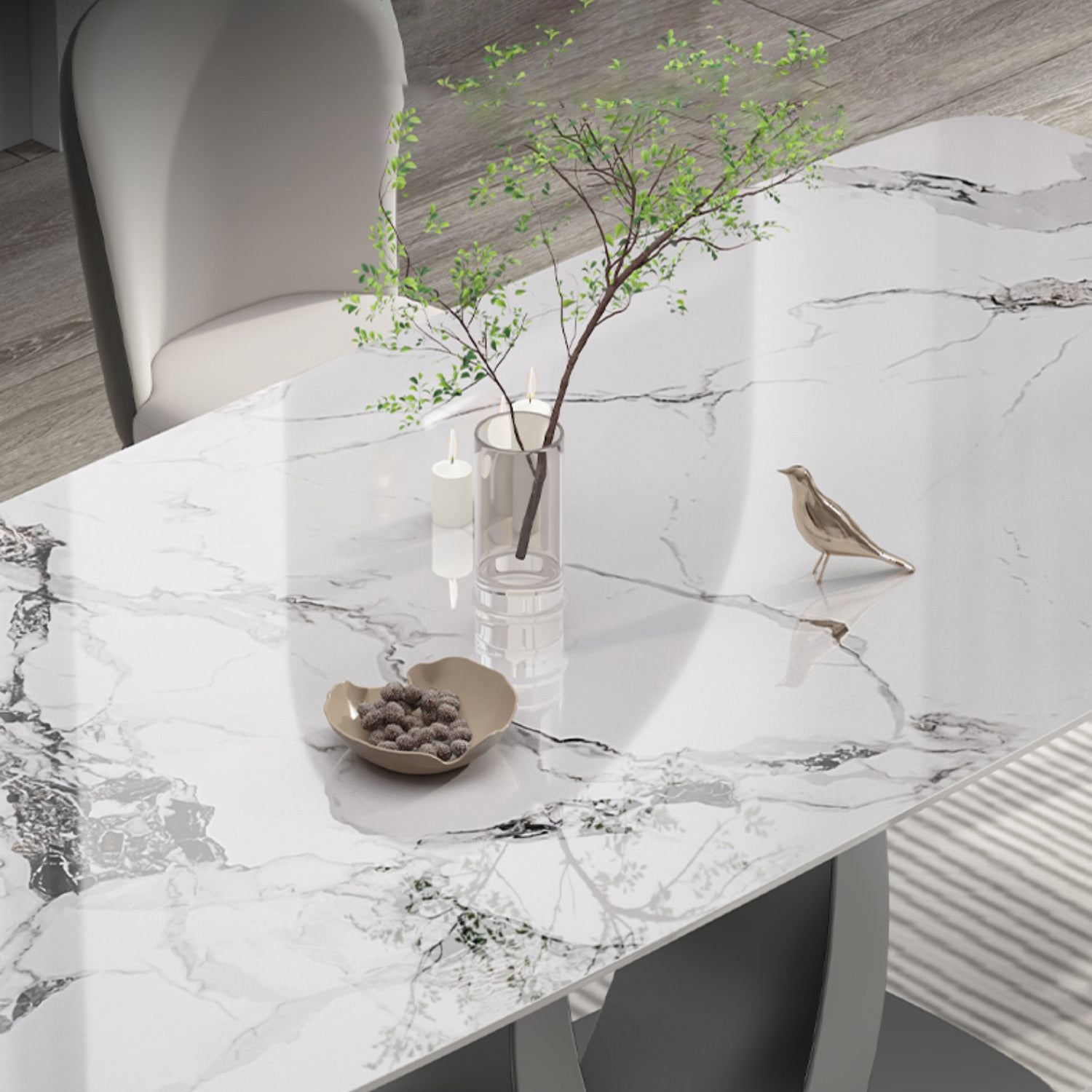 Modern 1/2/5/7 Pieces Rectangle Dining Set Sintered Stone Top Dinette Table Set