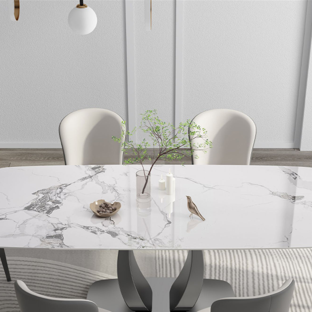 Modern 1/2/5/7 Pieces Rectangle Dining Set Sintered Stone Top Dinette Table Set