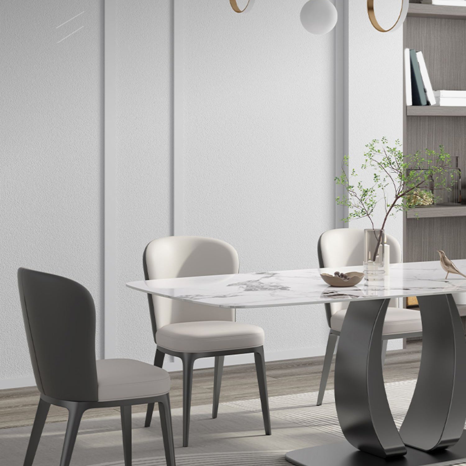 Modern 1/2/5/7 Pieces Rectangle Dining Set Sintered Stone Top Dinette Table Set