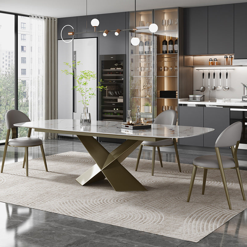 Luxurious 1/2/4/5 Pieces Rectangle Dining Set Sintered Stone Top Dinette Table Set