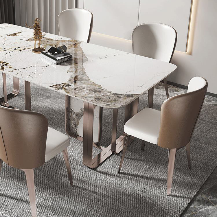 Luxurious 1/4/5/7 Pieces Rectangular Dining Set Sintered Stone Top Dinette Table Set
