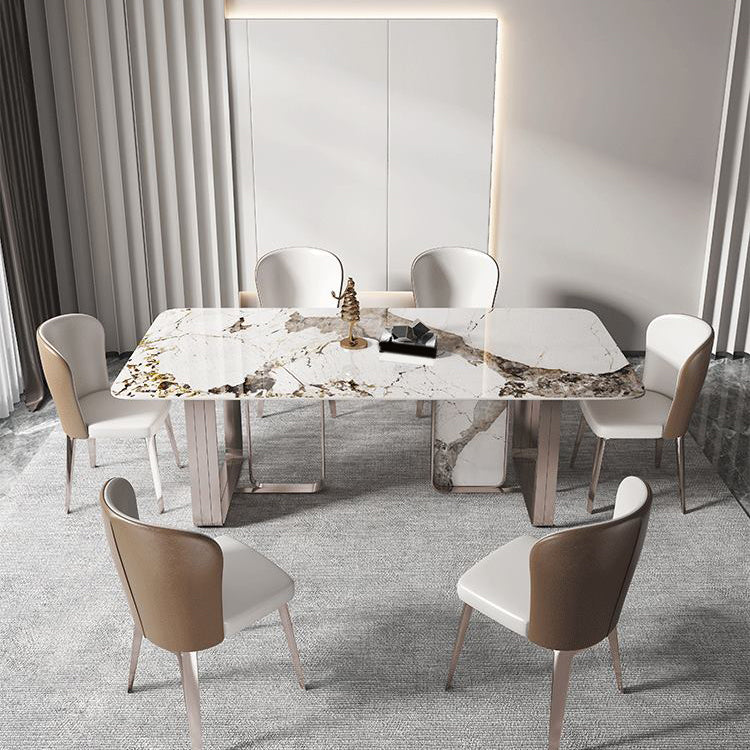 Luxurious 1/4/5/7 Pieces Rectangular Dining Set Sintered Stone Top Dinette Table Set