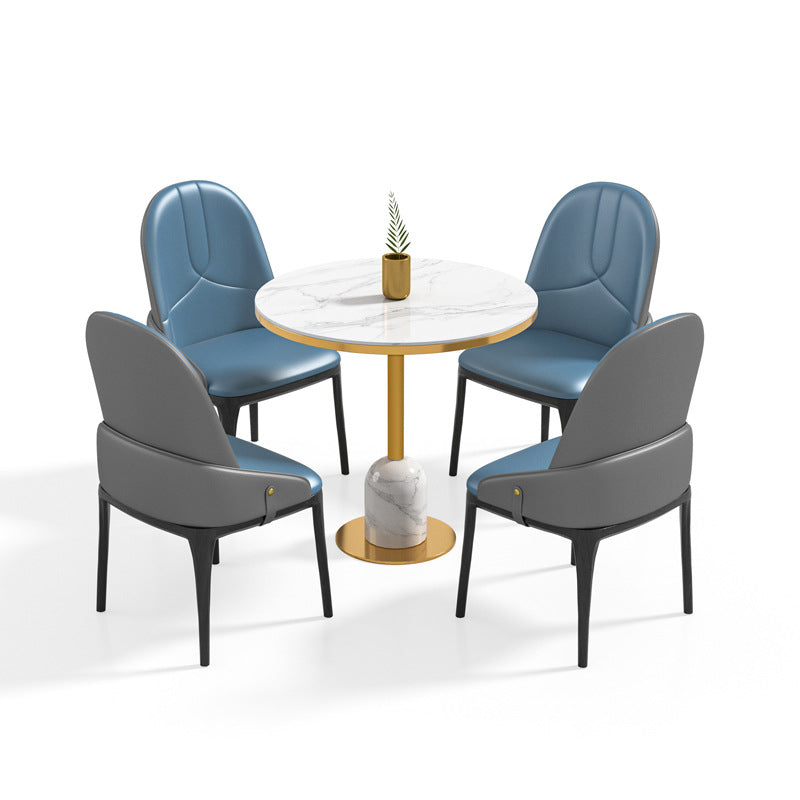 Glam Style Faux Marble Dining Set Round 1/4/5 Pieces Dining Set