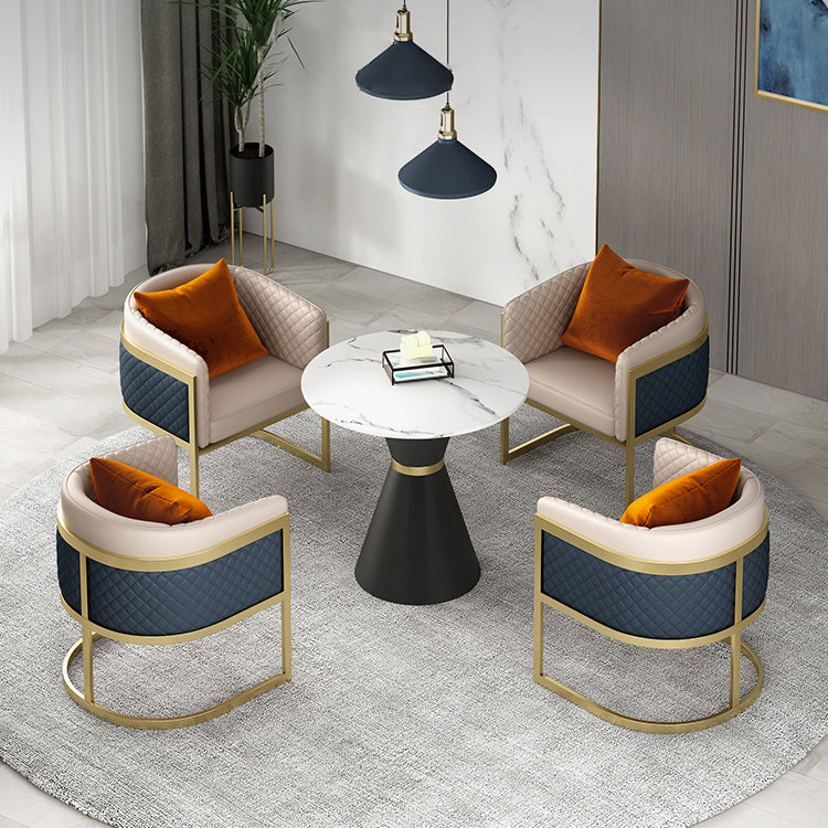 Glam Sintered Stone Dining Set Round 1/2/5 Pieces Dining Table Set for Home Use