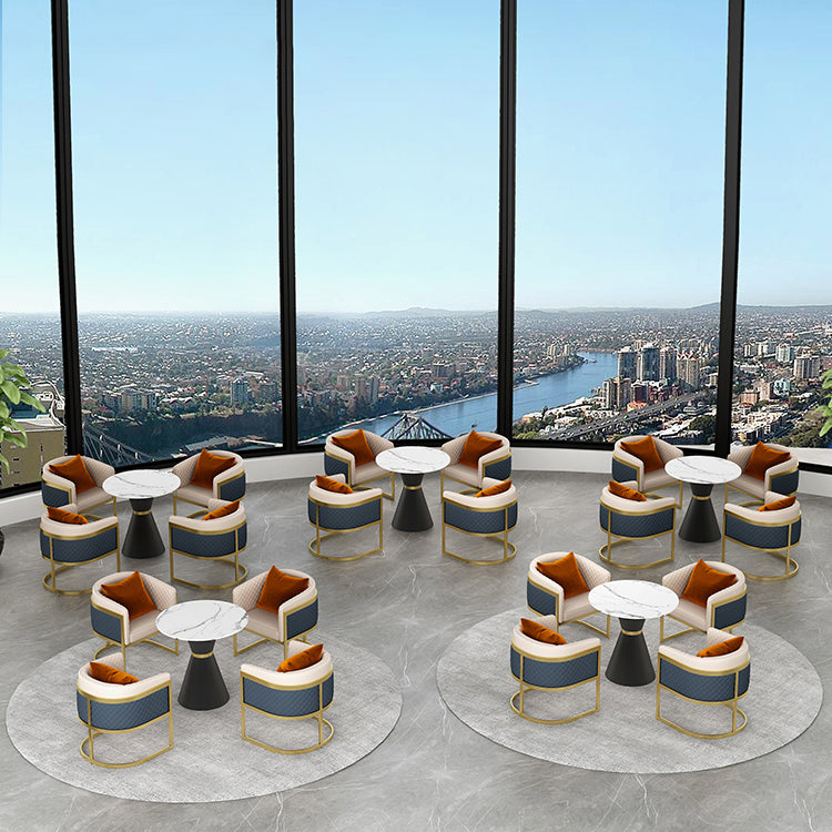 Glam Sintered Stone Dining Set Round 1/2/5 Pieces Dining Table Set for Home Use