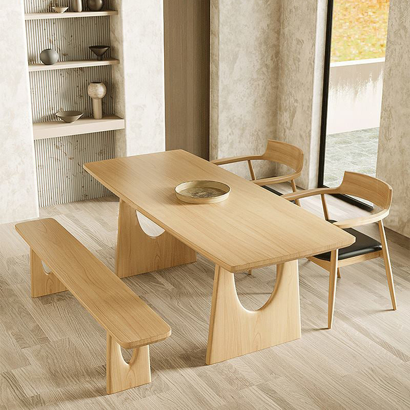 1/2/4/5/7 Pieces Rectangle Dining Set Solid Wood Dining Table with Wooden Chairs