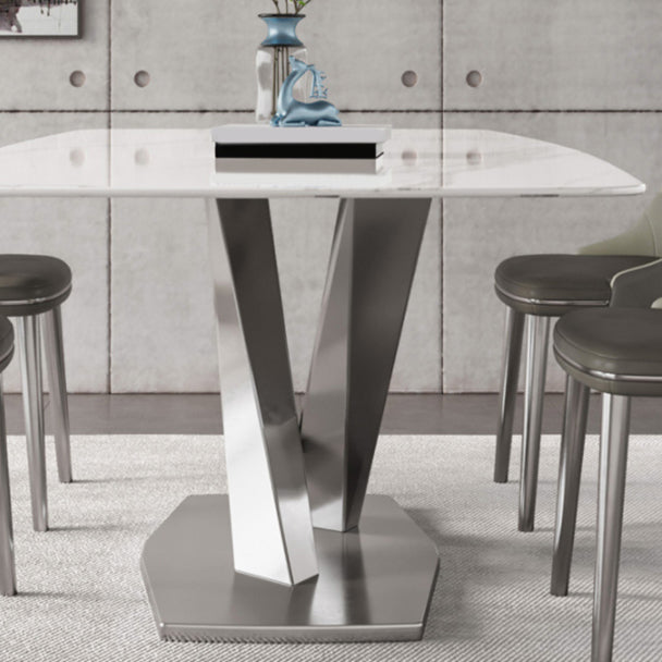 1/4/5/6 Pieces Rectangle Dining Set Sintered Stone Top Dining Table with Leather Chairs