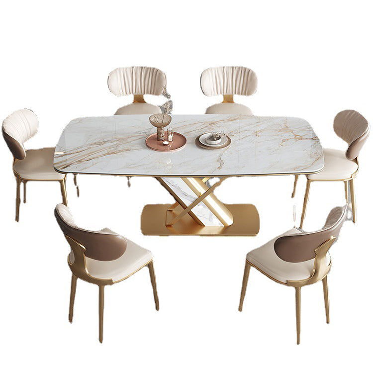 Designer Style 1/4/5/6/7 Pieces Rectangle Dining Set Sintered Stone Top Dining Table Set