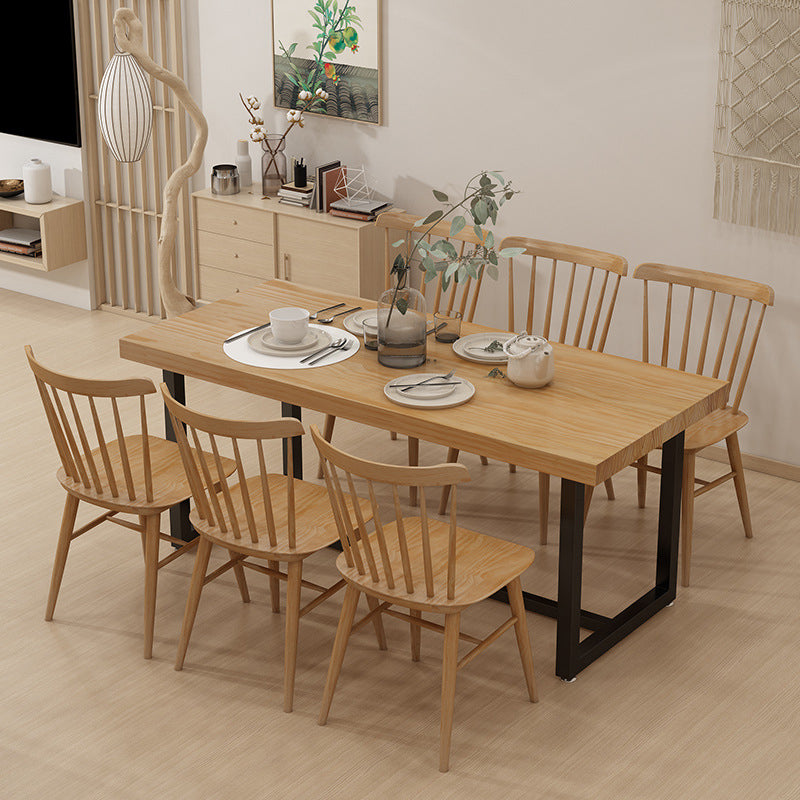 Industrial Solid Wood Dining Table Set 1/5/7 Pieces Dining Set