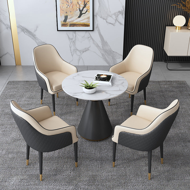 Modern Dining Set 1/5 Pieces Round Stone Dining Table for Living Room