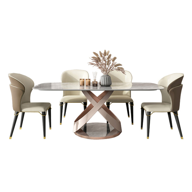 Designer Style Rectangle Dining Set 1/4/5/6 Pieces Sintered Stone Top Dinette Table Set