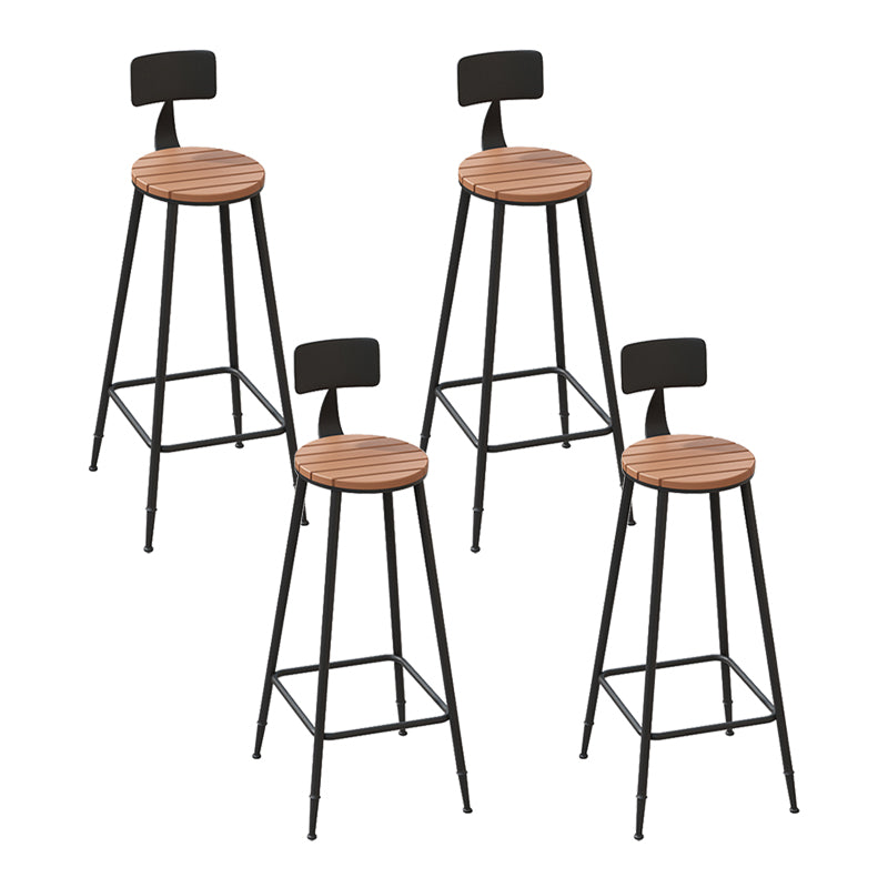 Industrial Metal Counter-height Stool Footrest Low Back Outdoor Counter Bar Stool in Black
