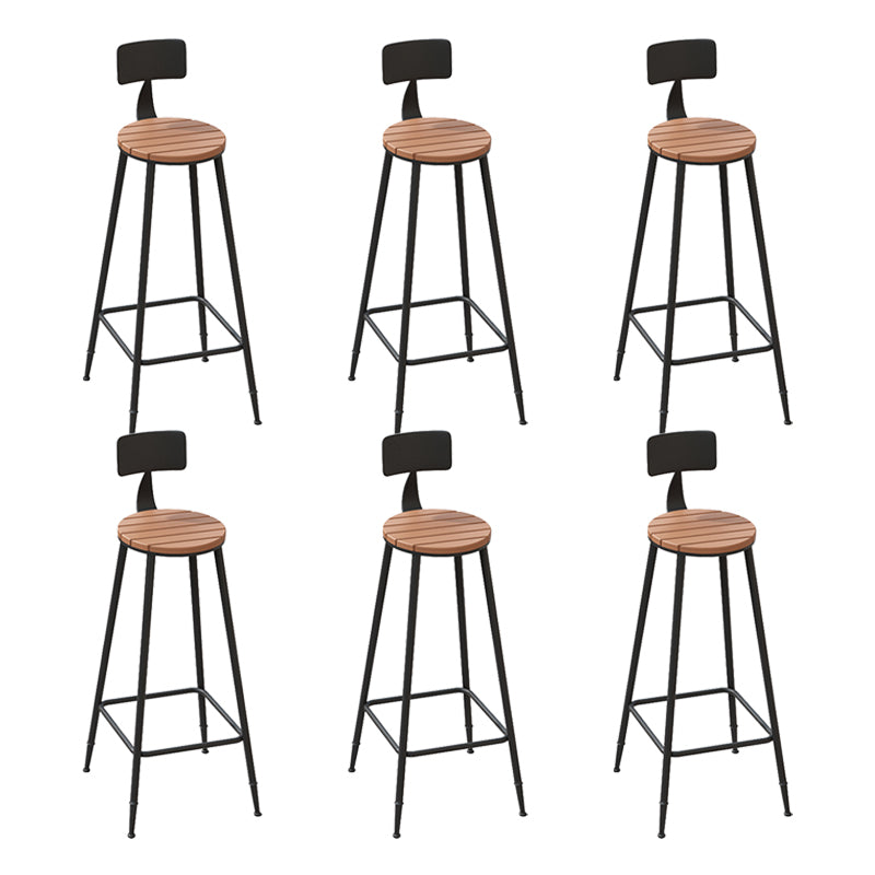 Industrial Metal Counter-height Stool Footrest Low Back Outdoor Counter Bar Stool in Black
