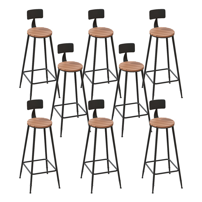 Industrial Metal Counter-height Stool Footrest Low Back Outdoor Counter Bar Stool in Black