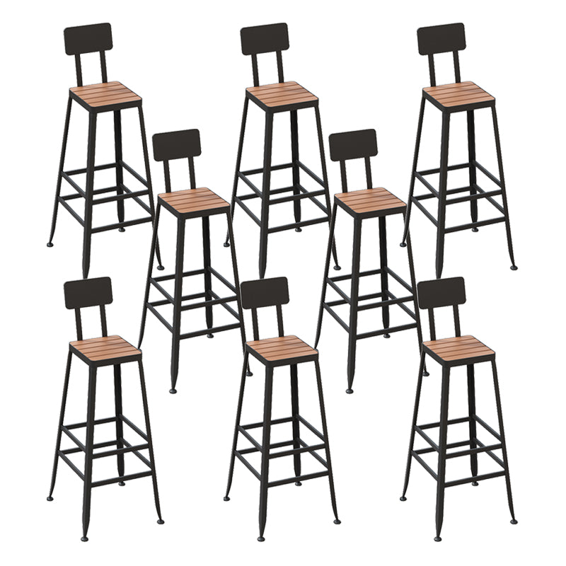Industrial Metal Counter-height Stool Footrest Low Back Outdoor Counter Bar Stool in Black