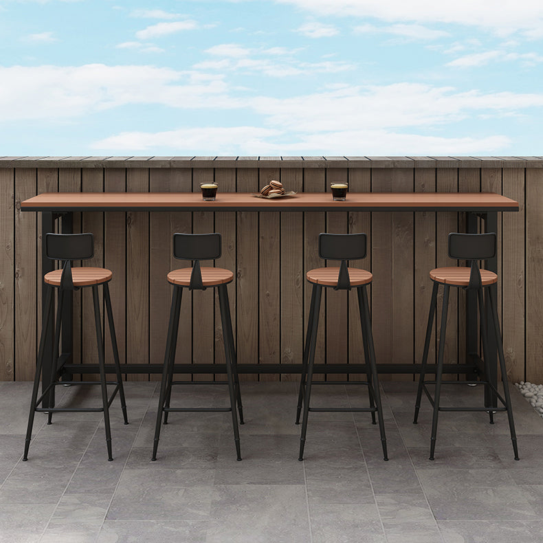 Industrial Metal Counter-height Stool Footrest Low Back Outdoor Counter Bar Stool in Black