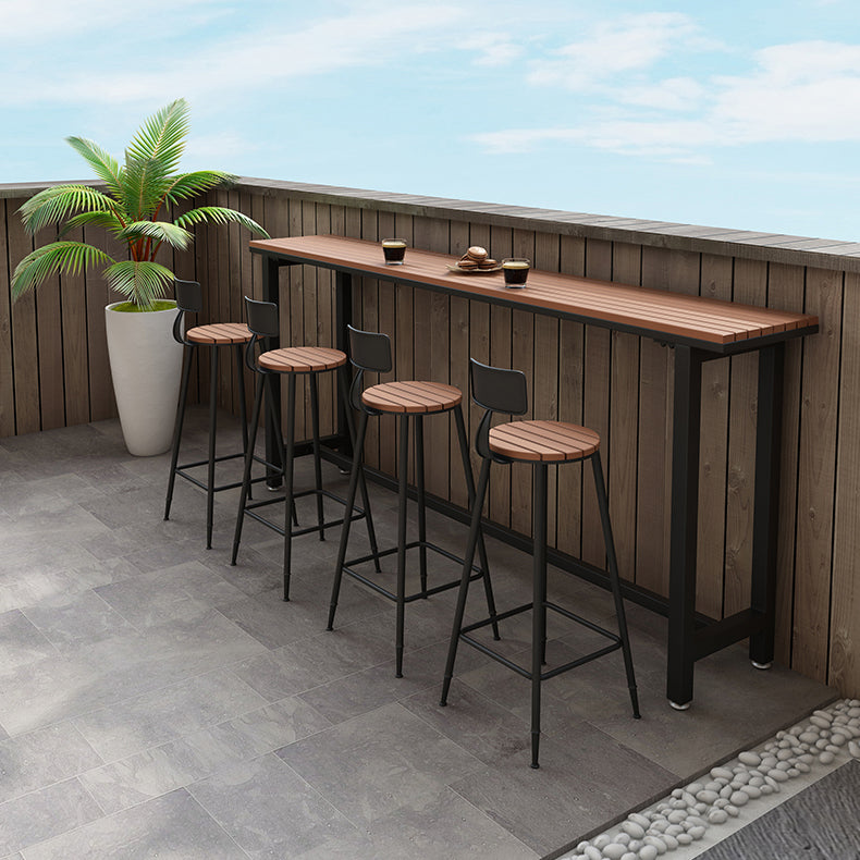 Industrial Metal Counter-height Stool Footrest Low Back Outdoor Counter Bar Stool in Black