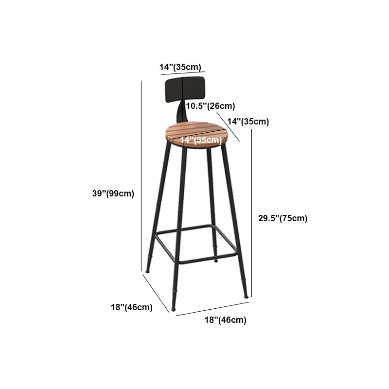 Industrial Metal Counter-height Stool Footrest Low Back Outdoor Counter Bar Stool in Black