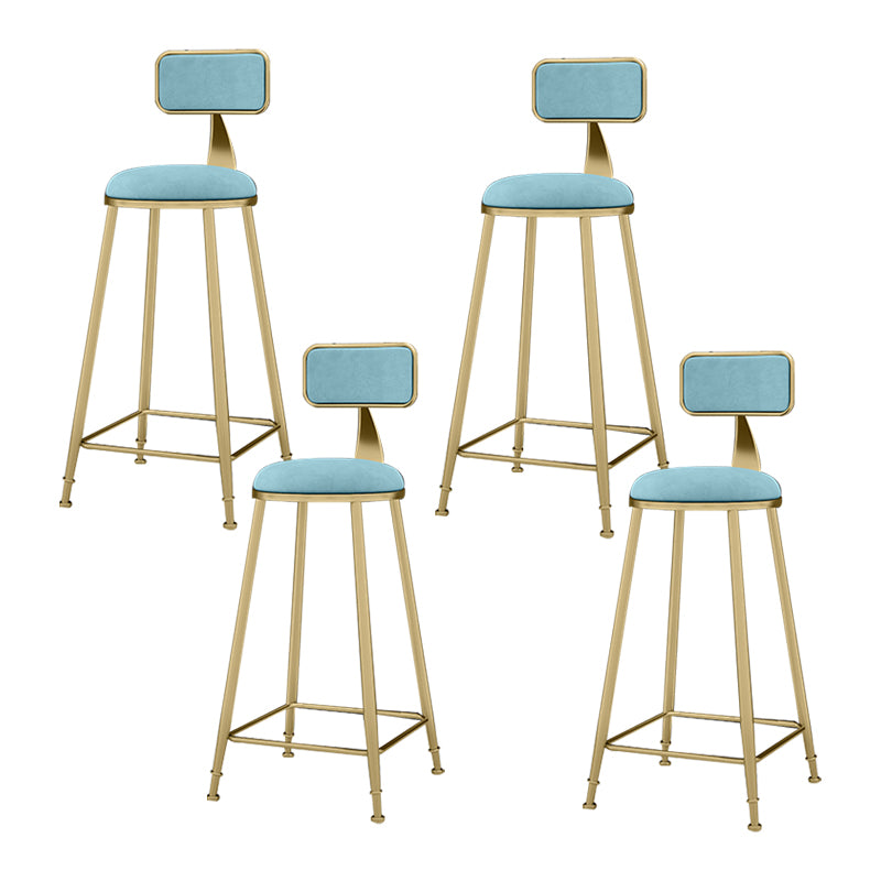 Nordic Armless Backrest Counter Stool Iron KitchenBar Stool with Cushion and Pedal