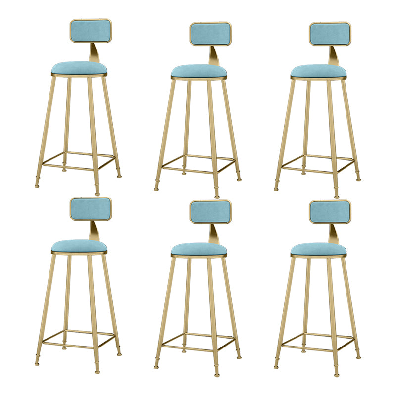 Nordic Armless Backrest Counter Stool Iron KitchenBar Stool with Cushion and Pedal