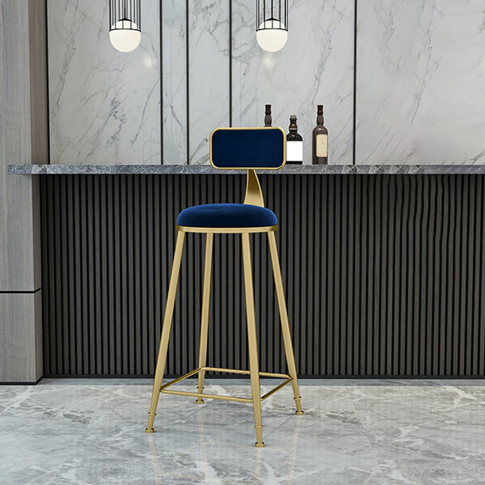 Nordic Armless Backrest Counter Stool Iron KitchenBar Stool with Cushion and Pedal