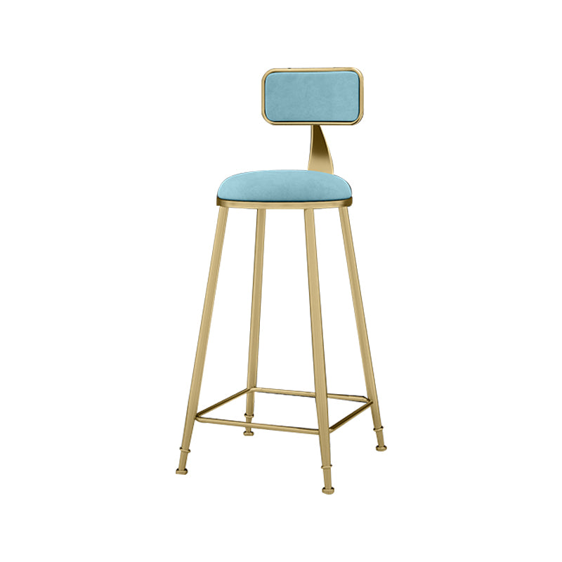 Nordic Armless Backrest Counter Stool Iron KitchenBar Stool with Cushion and Pedal