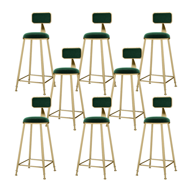 Nordic Armless Backrest Counter Stool Iron KitchenBar Stool with Cushion and Pedal