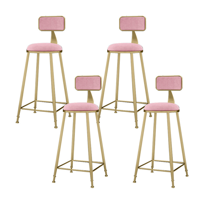 Nordic Armless Backrest Counter Stool Iron KitchenBar Stool with Cushion and Pedal