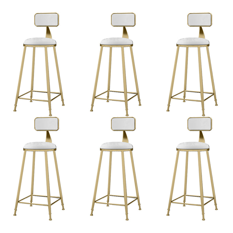 Nordic Armless Backrest Counter Stool Iron KitchenBar Stool with Cushion and Pedal