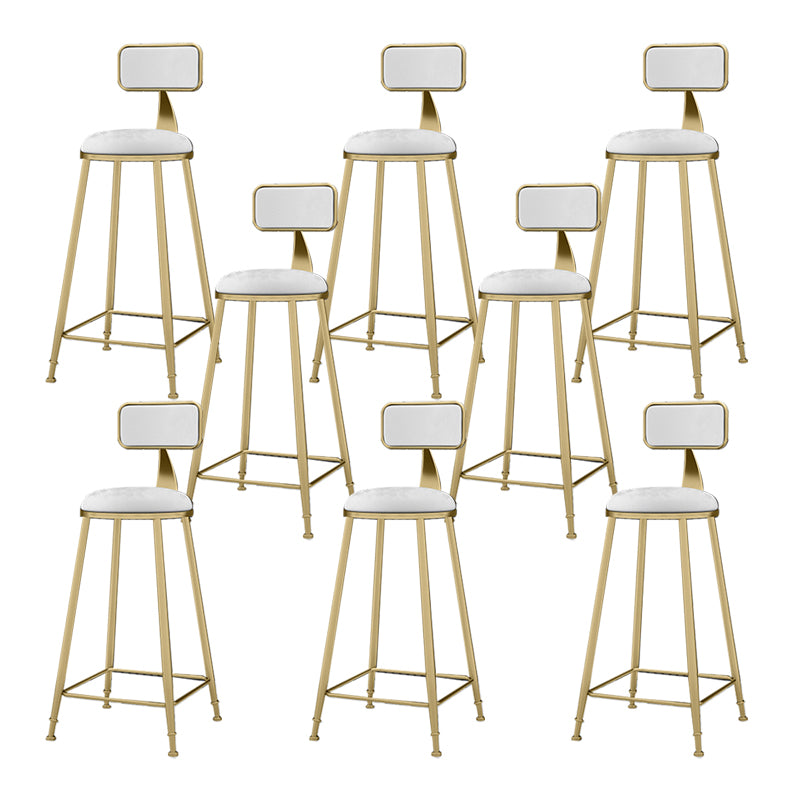 Nordic Armless Backrest Counter Stool Iron KitchenBar Stool with Cushion and Pedal