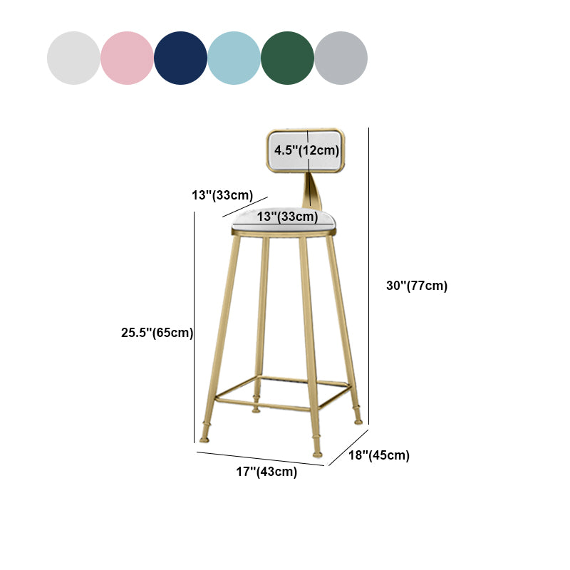 Nordic Armless Backrest Counter Stool Iron KitchenBar Stool with Cushion and Pedal