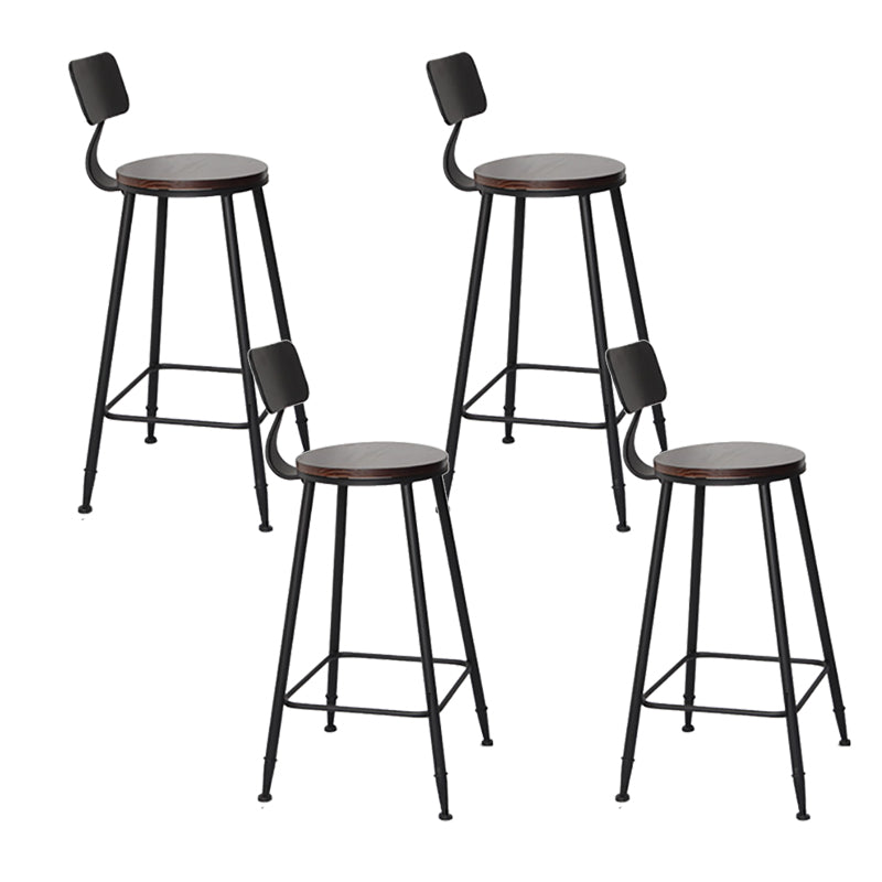 Industrial Backrest Armless Counter Stool Iron Cafe Bar Stool with Seat and Pedal